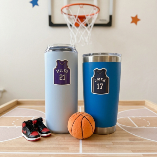 Personalized Basketball Jersey Stickers for Kids | Custom Name & Number Labels