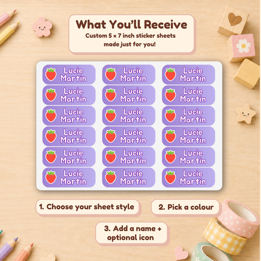 Personalized Waterproof Name Label Sticker Sheets for Kids