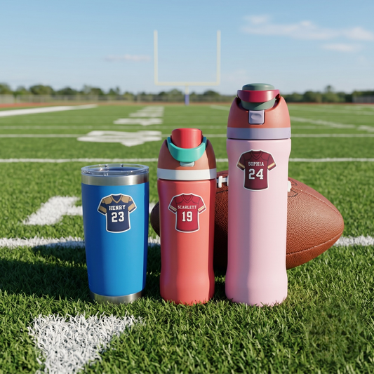 Personalized Football Jersey Stickers for Kids | Custom Name & Number Labels