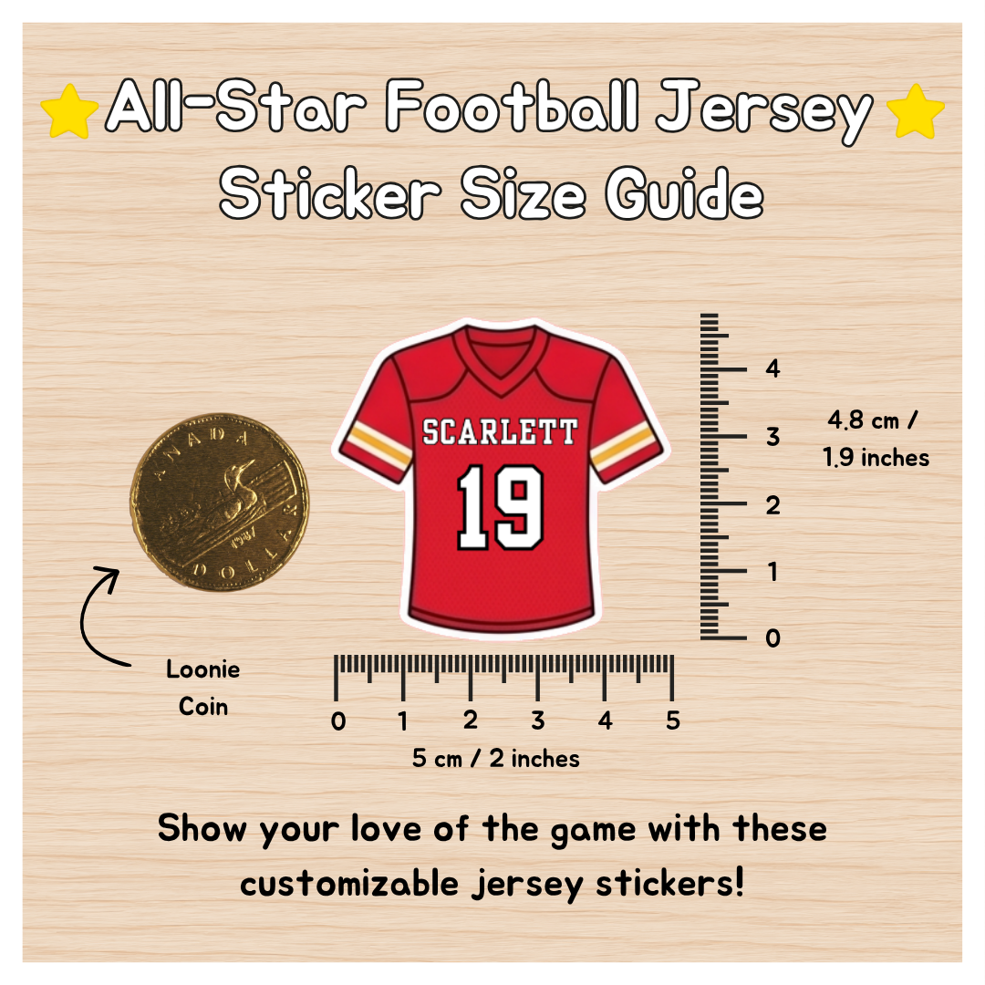 Personalized Football Jersey Stickers for Kids | Custom Name & Number Labels