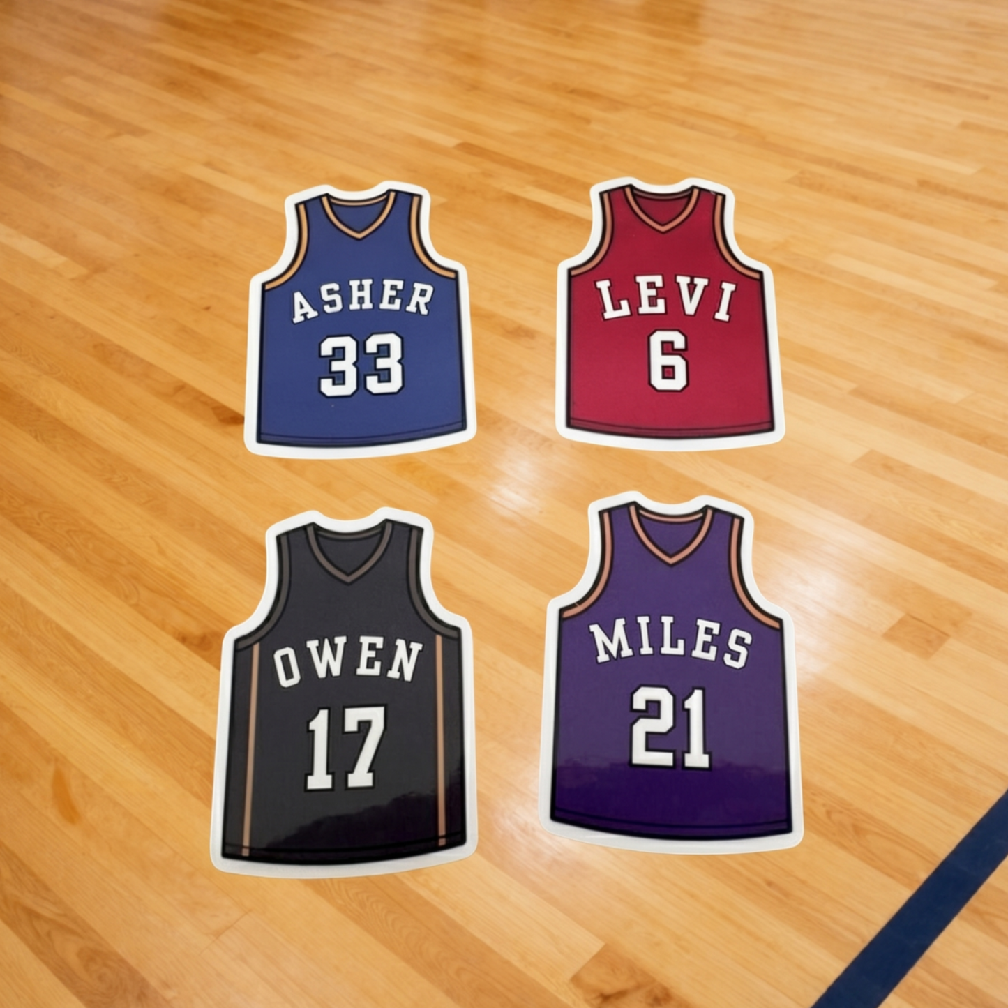 Personalized Basketball Jersey Stickers for Kids | Custom Name & Number Labels