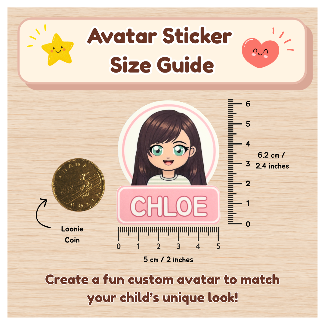 Custom Avatar Name Stickers – Waterproof Labels for Kids Water Bottles & School Gear