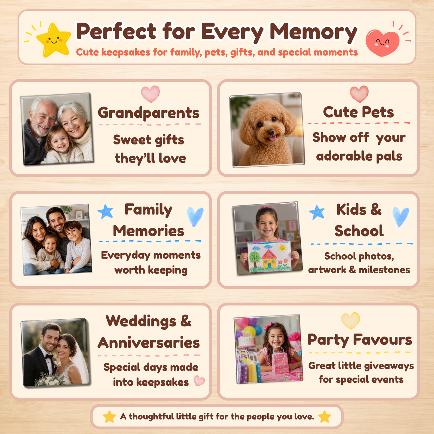 Custom 2x2 Photo Magnets – Personalized Glossy Fridge Keepsakes & Gift Sets