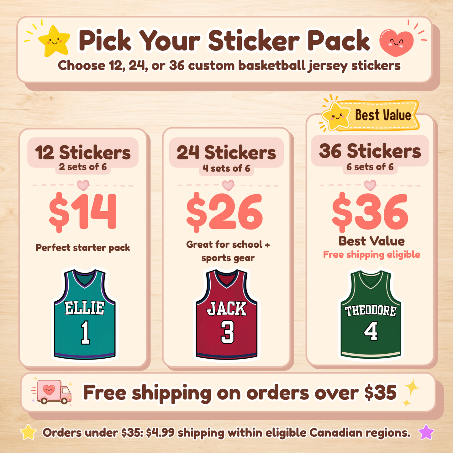 Personalized Basketball Jersey Stickers for Kids | Custom Name & Number Labels