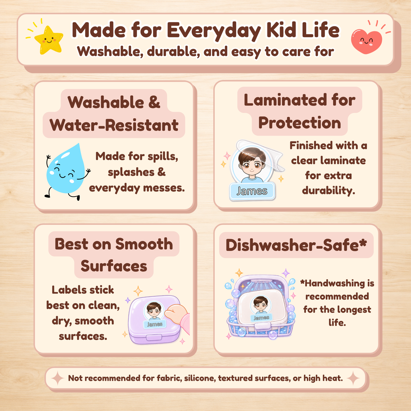 Custom Avatar Name Stickers – Waterproof Labels for Kids Water Bottles & School Gear