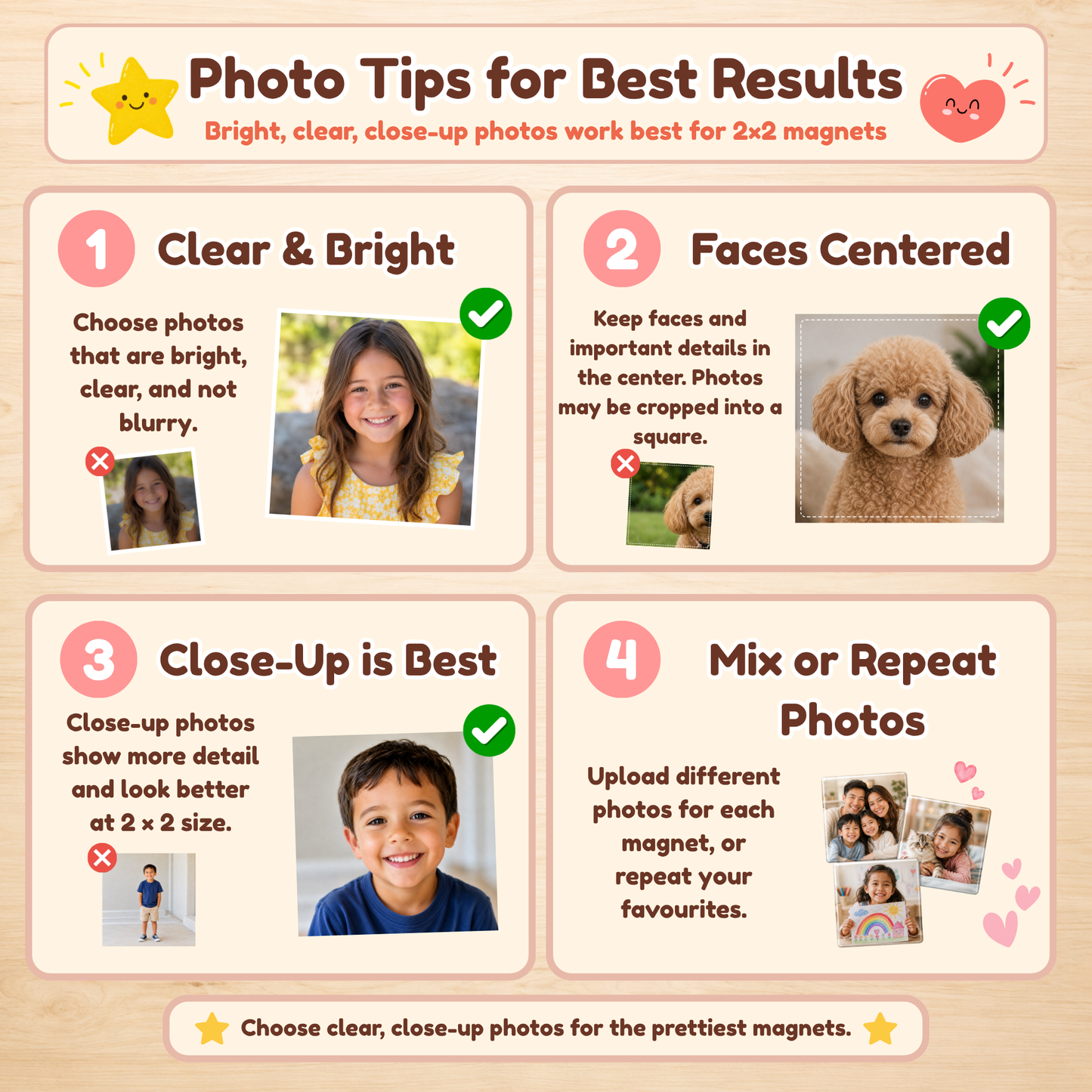 Custom 2x2 Photo Magnets – Personalized Glossy Fridge Keepsakes & Gift Sets