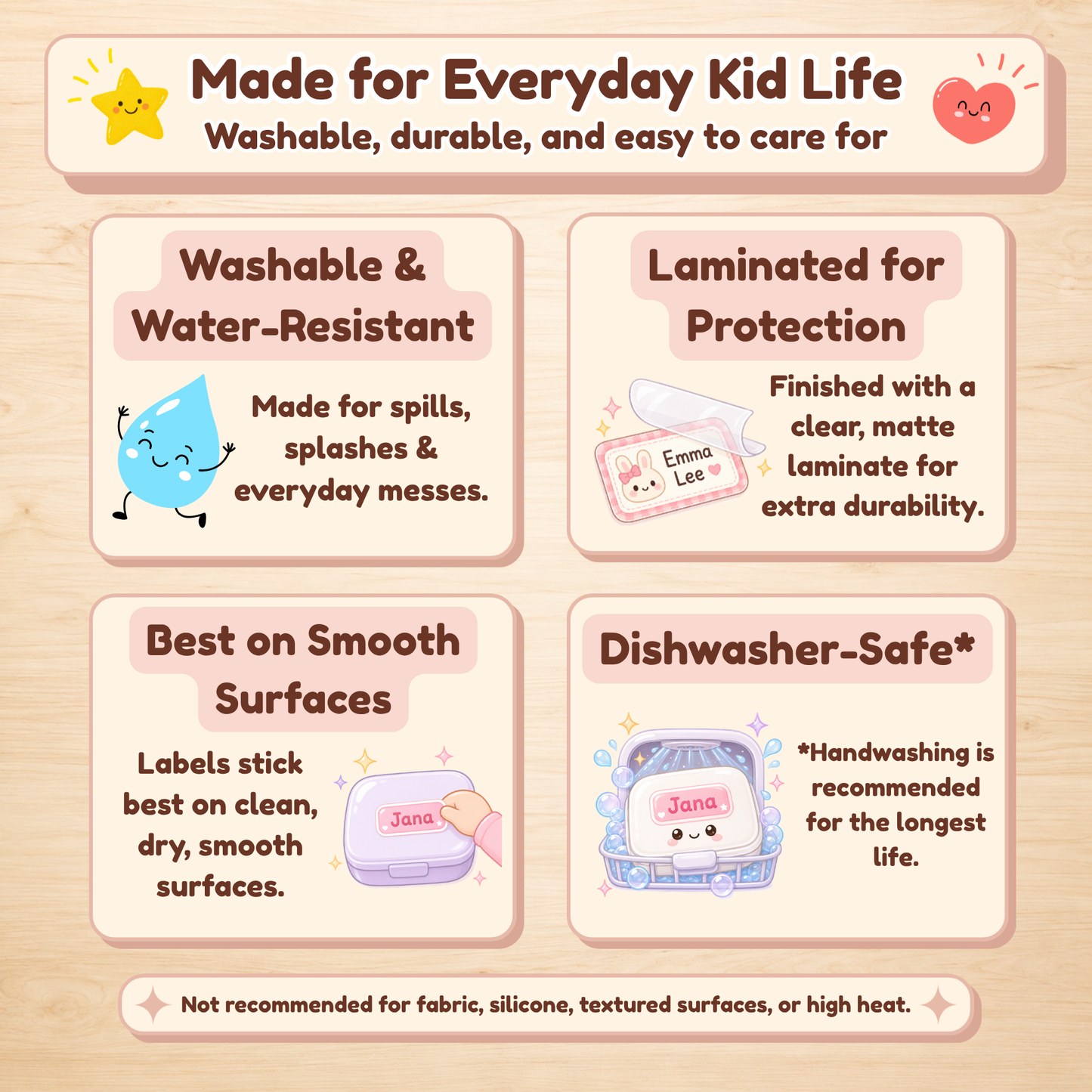 Personalized Waterproof Name Label Sticker Sheets for Kids