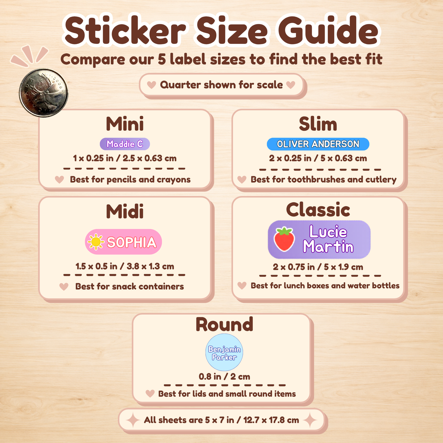 Personalized Waterproof Name Label Sticker Sheets for Kids