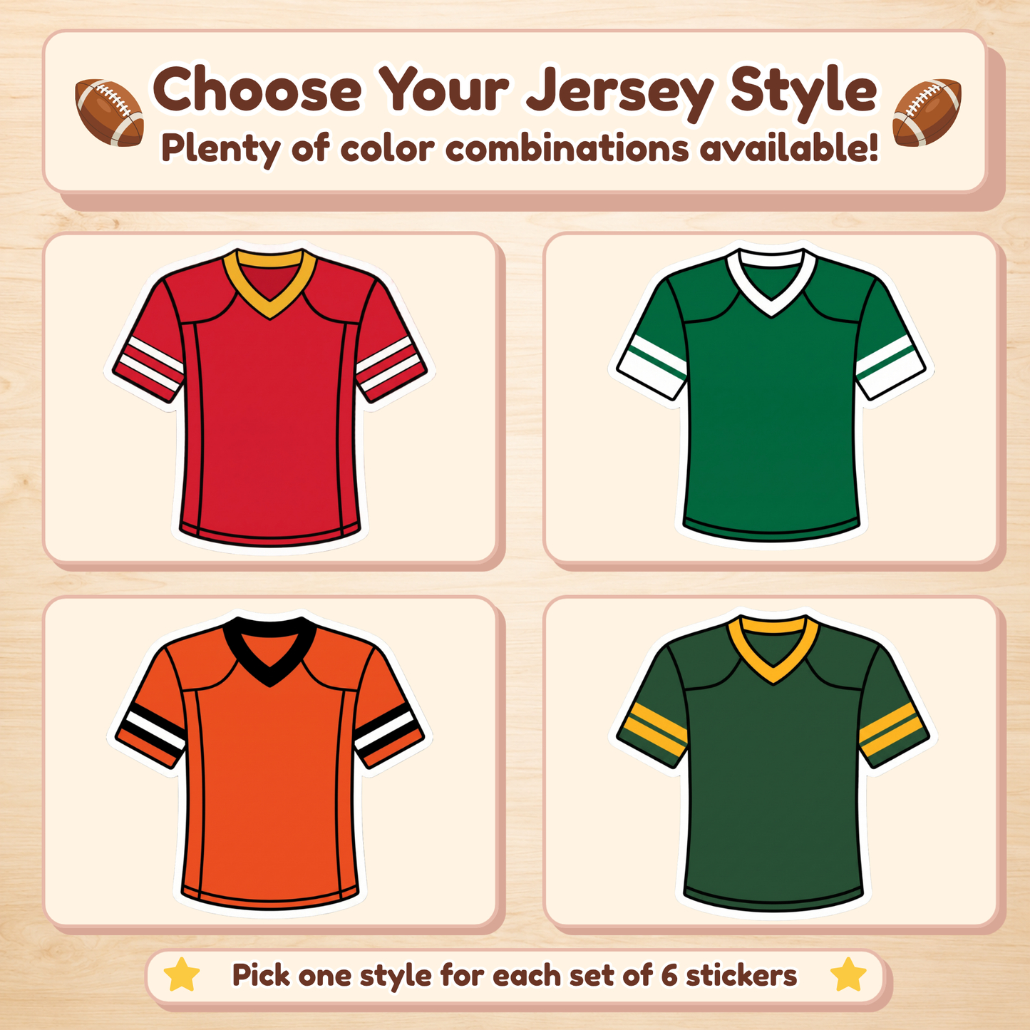 Personalized Football Jersey Stickers for Kids | Custom Name & Number Labels
