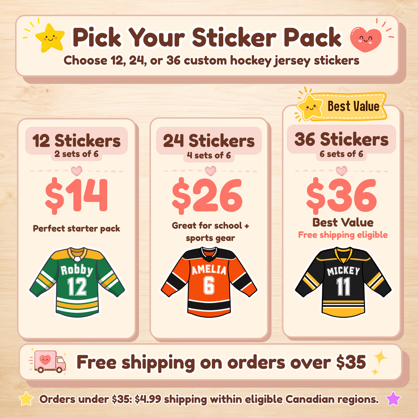 Personalized Hockey Jersey Stickers for Kids | Custom Name & Number Labels