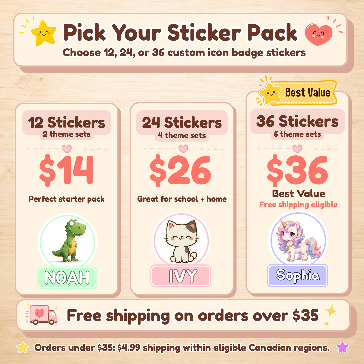 Personalized Icon Badge Stickers for Kids