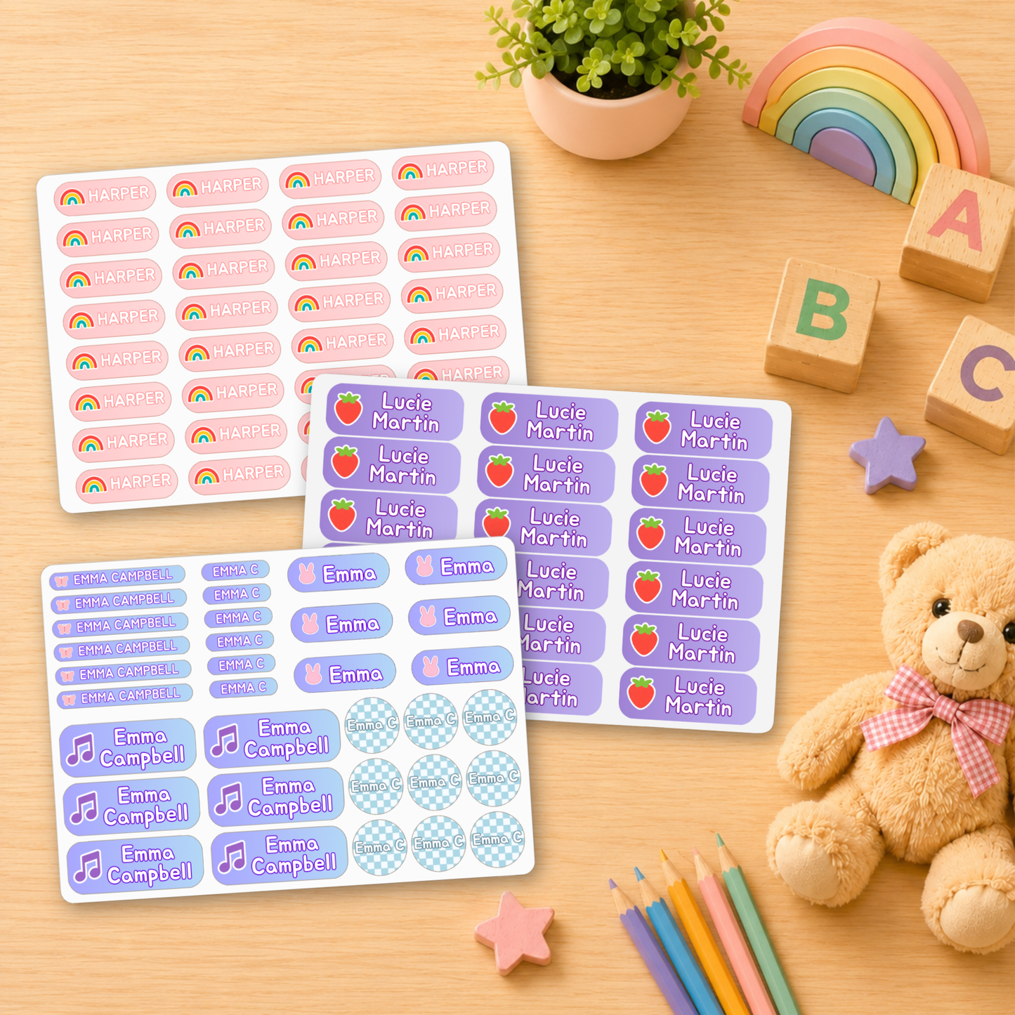 Personalized Waterproof Name Label Sticker Sheets for Kids